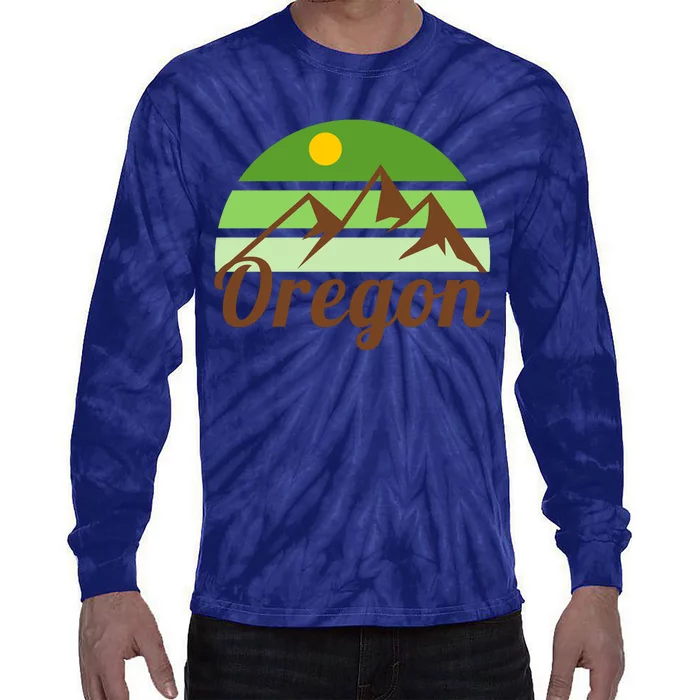 Oregon Simple Mountain Logo Tie-Dye Long Sleeve Shirt