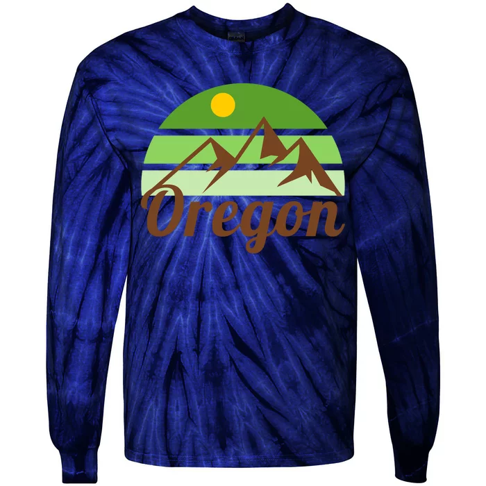 Oregon Simple Mountain Logo Tie-Dye Long Sleeve Shirt