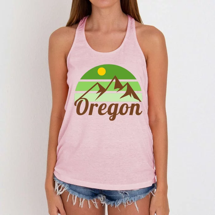 Oregon Simple Mountain Logo Women's Knotted Racerback Tank