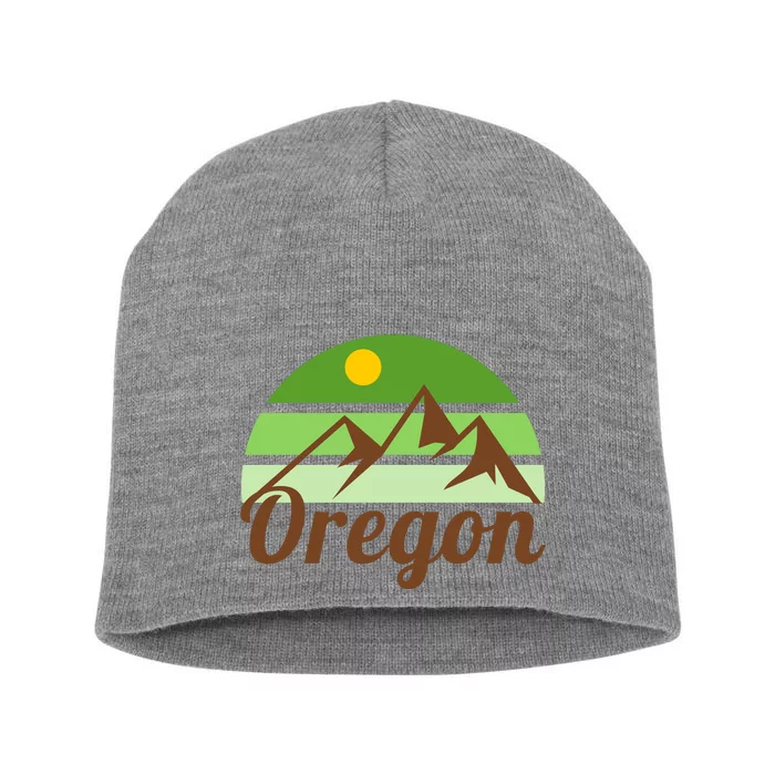 Oregon Simple Mountain Logo Short Acrylic Beanie