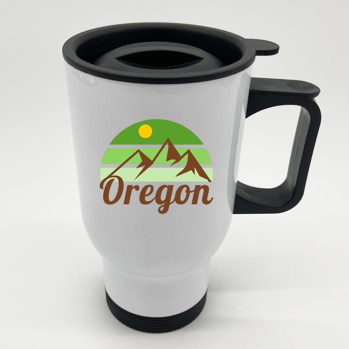 Oregon Simple Mountain Logo Front & Back Stainless Steel Travel Mug