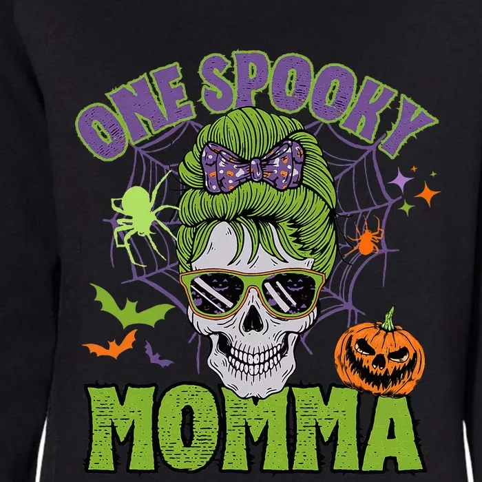 One Spooky Mama Messy Bun Funny Halloween Costume Womens California Wash Sweatshirt