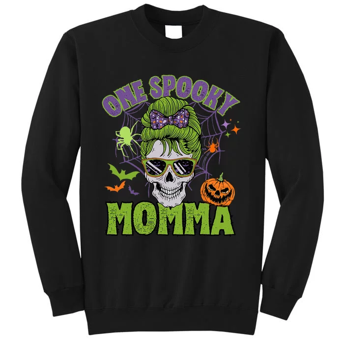 One Spooky Mama Messy Bun Funny Halloween Costume Tall Sweatshirt