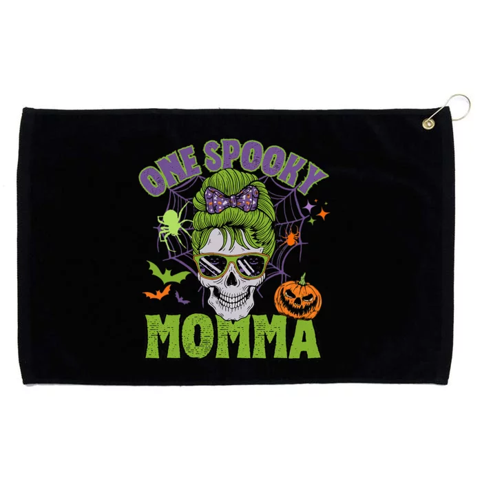 One Spooky Mama Messy Bun Funny Halloween Costume Grommeted Golf Towel