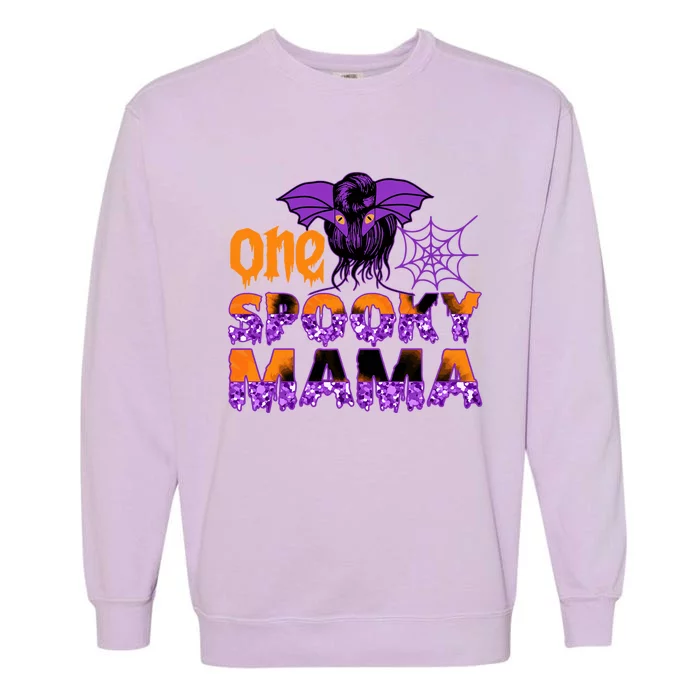 One Spooky Mama Halloween Mom Costume Cool Gift Garment-Dyed Sweatshirt