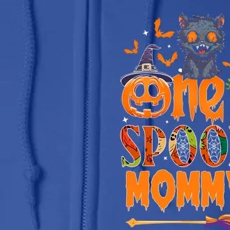 One Spooky Mommy Funny Halloween Mommy Black Cat Ghost Great Gift Full Zip Hoodie