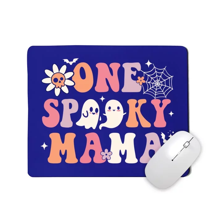 One Spooky Mama Ghost Halloween Groovy Retro Trick Or Treat Gift Mousepad