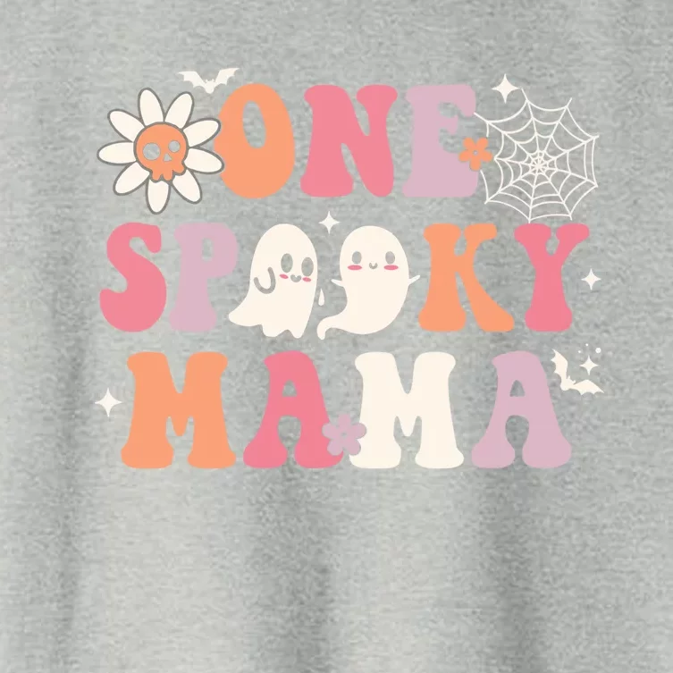 One Spooky Mama Ghost Halloween Groovy Retro Trick Or Treat Gift Women's Crop Top Tee