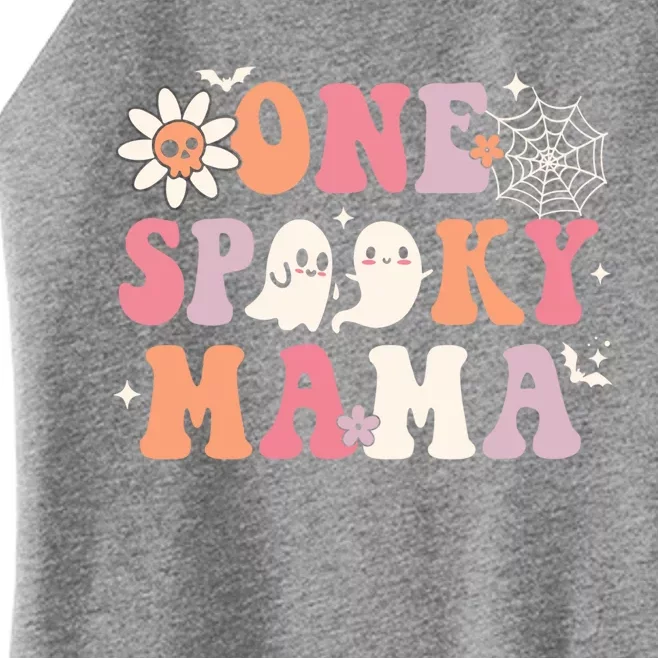 One Spooky Mama Ghost Halloween Groovy Retro Trick Or Treat Gift Women’s Perfect Tri Rocker Tank