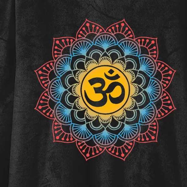 Om Symbol Mandala Flower Meditation Workout Yoga Lover Hooded Wearable Blanket