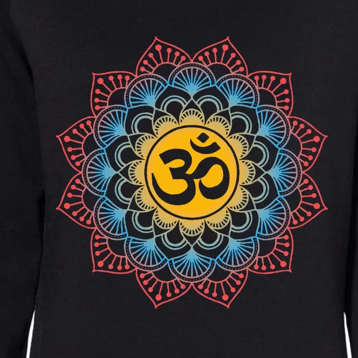 Om Symbol Mandala Flower Meditation Workout Yoga Lover Womens California Wash Sweatshirt