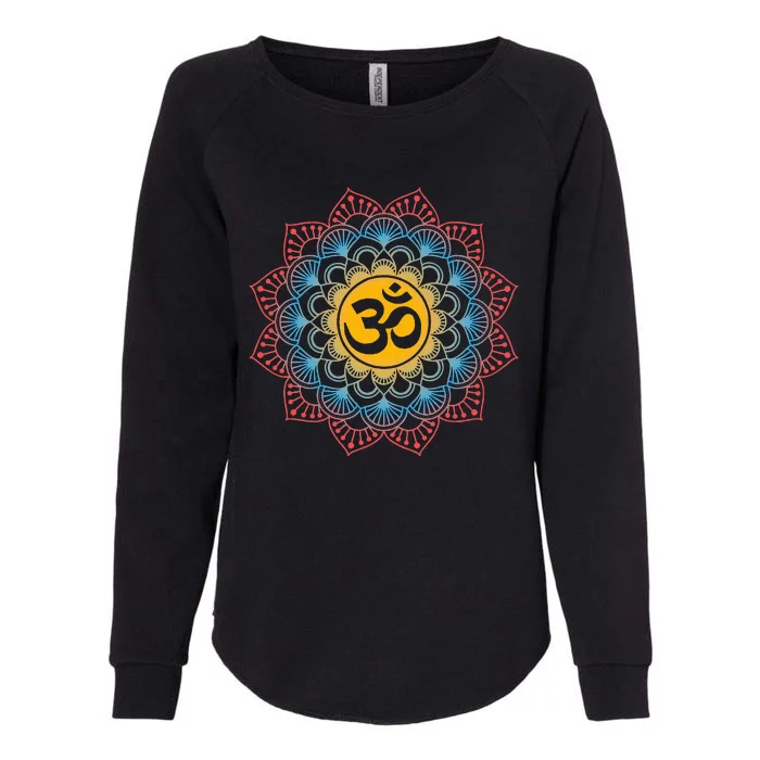 Om Symbol Mandala Flower Meditation Workout Yoga Lover Womens California Wash Sweatshirt