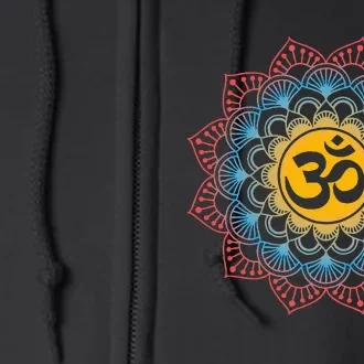 Om Symbol Mandala Flower Meditation Workout Yoga Lover Full Zip Hoodie