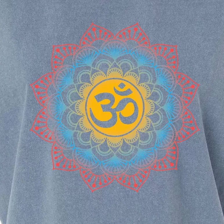 Om Symbol Mandala Flower Meditation Workout Yoga Lover Garment-Dyed Women's Muscle Tee