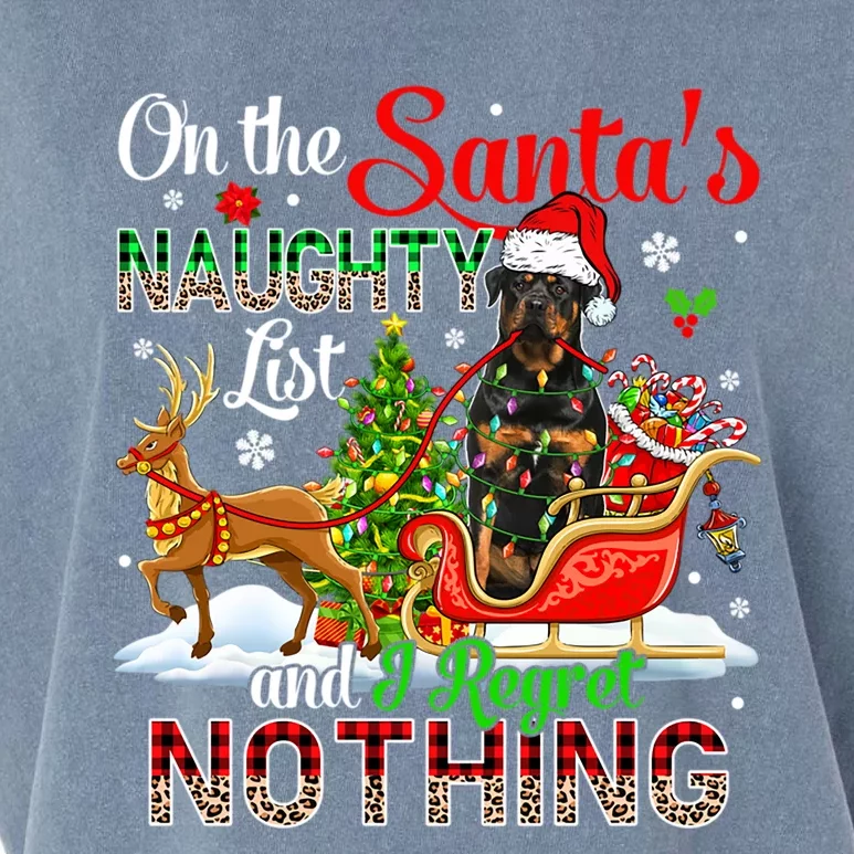 On SantaS Naughty List Regretting Nothing Santa Rottweiler Gift Garment-Dyed Women's Muscle Tee