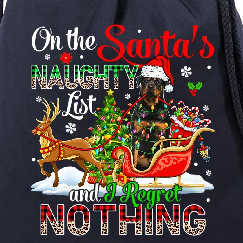 On SantaS Naughty List Regretting Nothing Santa Rottweiler Gift Drawstring Bag