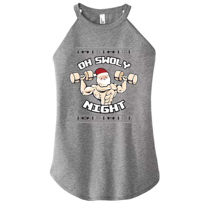 Oh Swoly Night Ugly Christmas Gym Sweater Gift Women’s Perfect Tri Rocker Tank