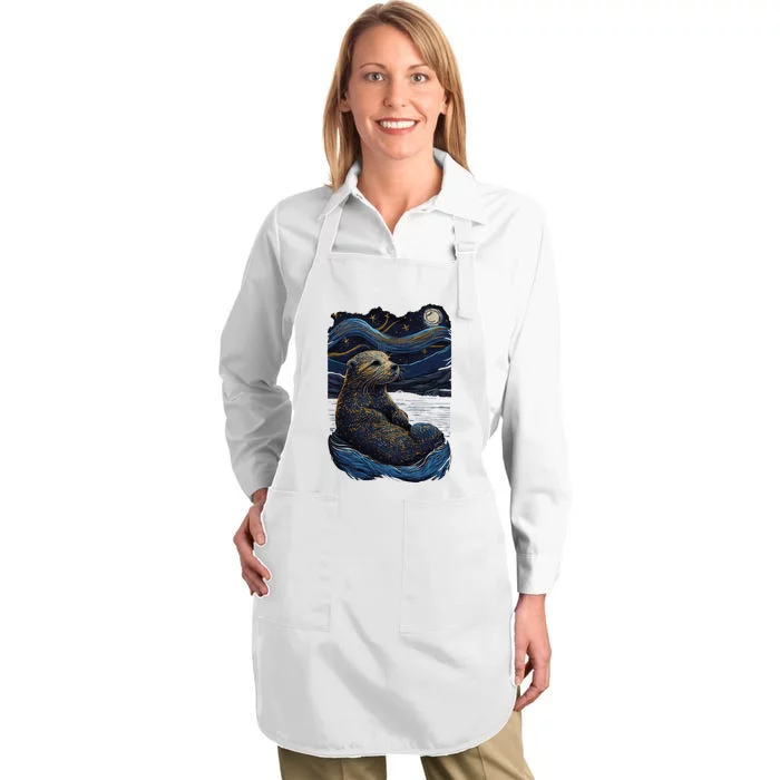 Otter Starry Night Full-Length Apron With Pocket