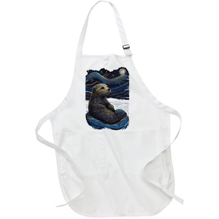 Otter Starry Night Full-Length Apron With Pocket