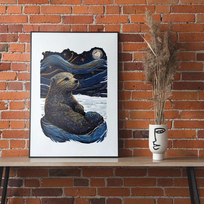 Otter Starry Night Poster