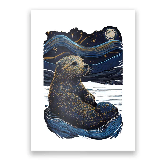 Otter Starry Night Poster