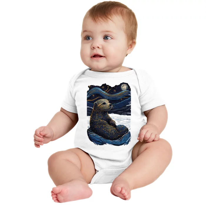 Otter Starry Night Baby Bodysuit