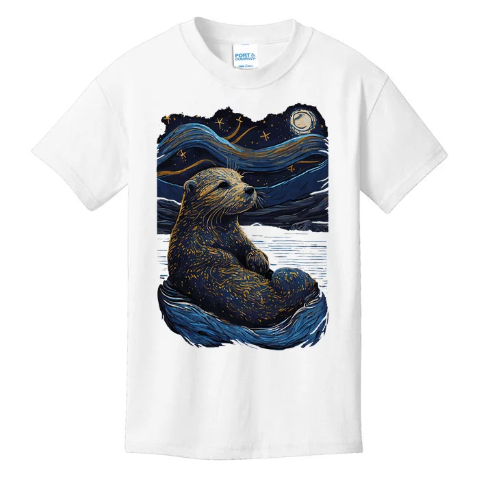 Otter Starry Night Kids T-Shirt