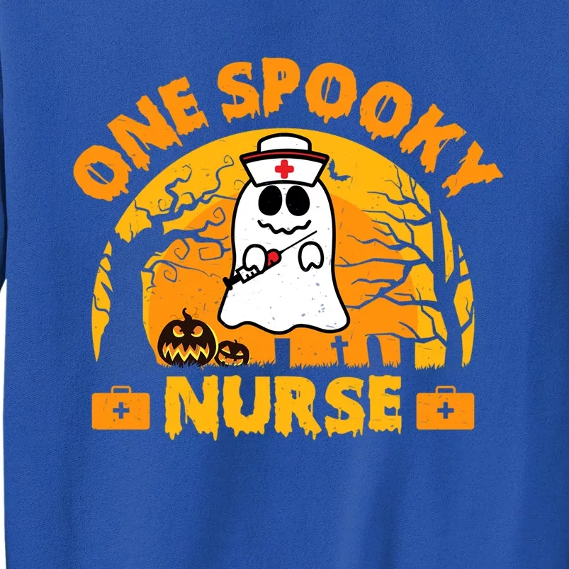 One Spooky Nurse Halloween Ghost Nurse Fall Scrub Rn Great Gift Tall Sweatshirt