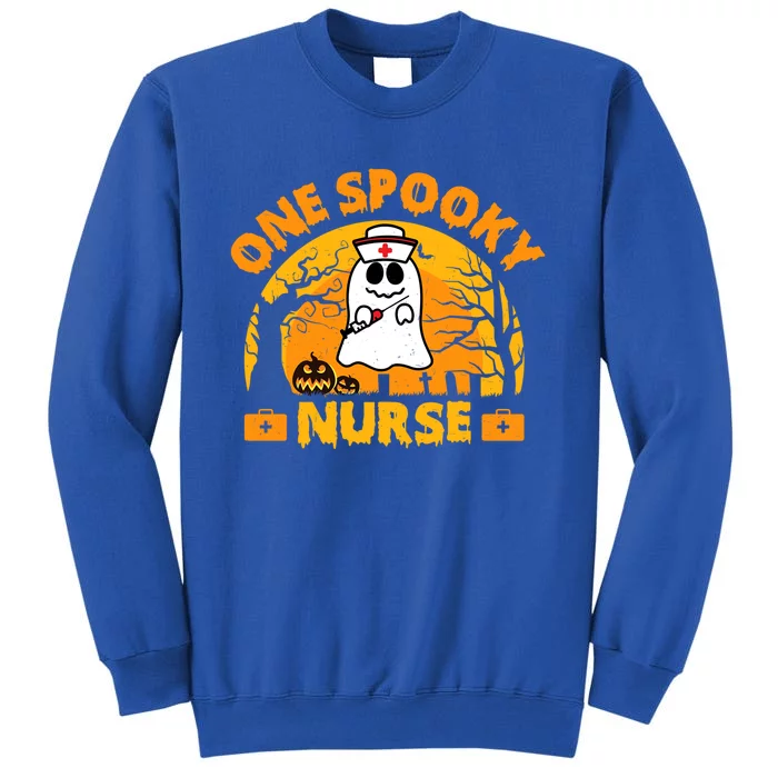 One Spooky Nurse Halloween Ghost Nurse Fall Scrub Rn Great Gift Tall Sweatshirt