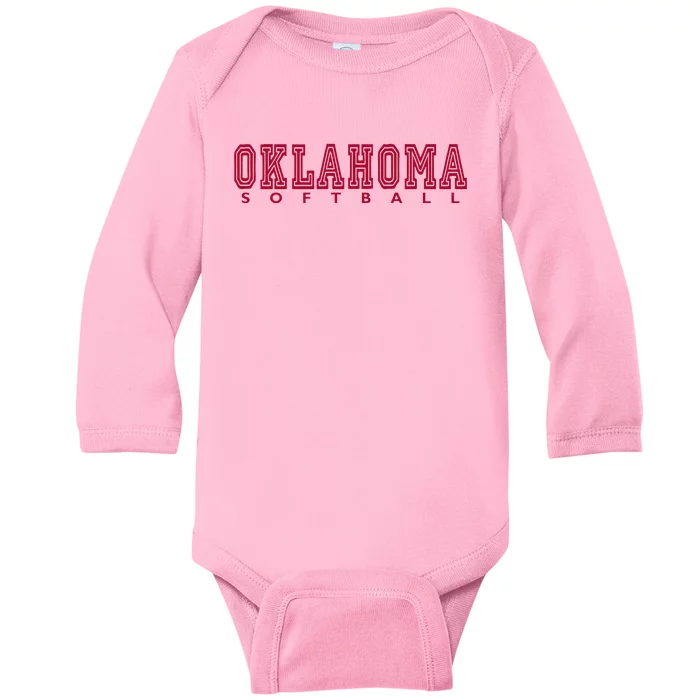 Oklahoma Softball Baby Long Sleeve Bodysuit