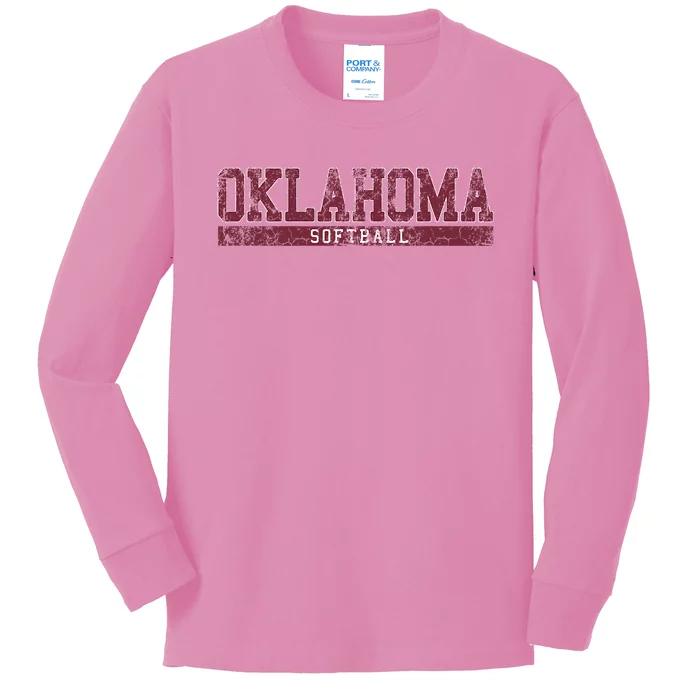 Oklahoma Softball Kids Long Sleeve Shirt