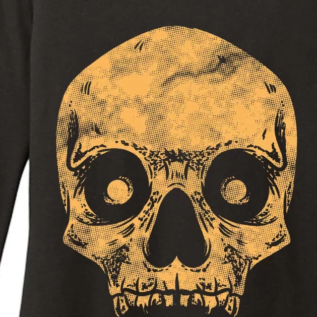 Orange Skull Womens CVC Long Sleeve Shirt