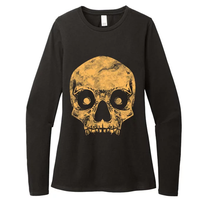 Orange Skull Womens CVC Long Sleeve Shirt