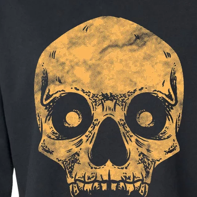 Orange Skull Cropped Pullover Crew