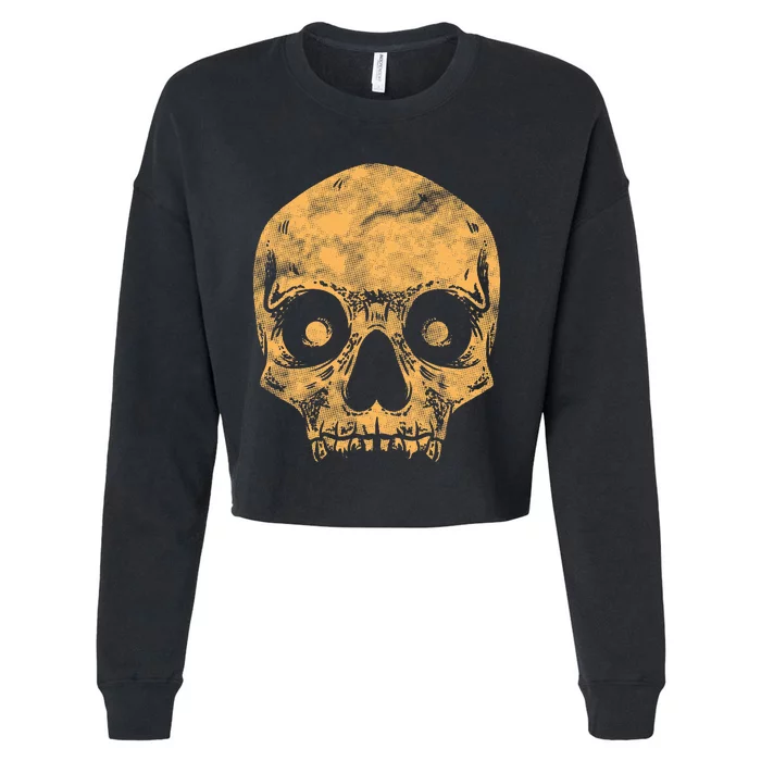 Orange Skull Cropped Pullover Crew