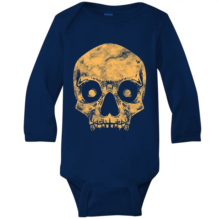 Orange Skull Baby Long Sleeve Bodysuit