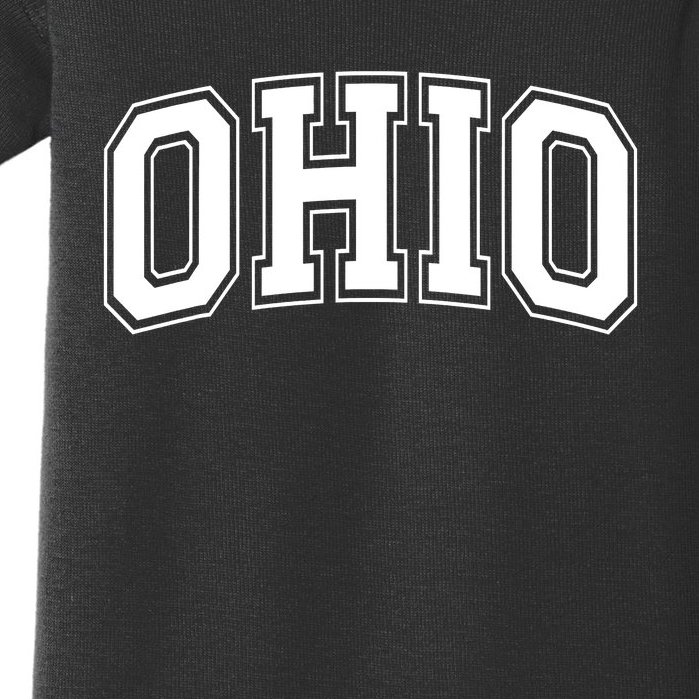 Ohio State OH USA Varsity Style White Font Baby Bodysuit