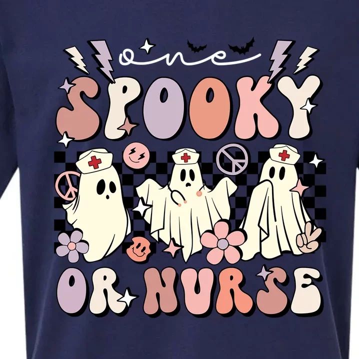 One Spooky Or Nurse Groovy Halloween Operating Room Nurse Gift Sueded Cloud Jersey T-Shirt