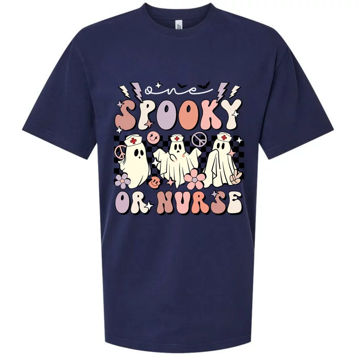 One Spooky Or Nurse Groovy Halloween Operating Room Nurse Gift Sueded Cloud Jersey T-Shirt