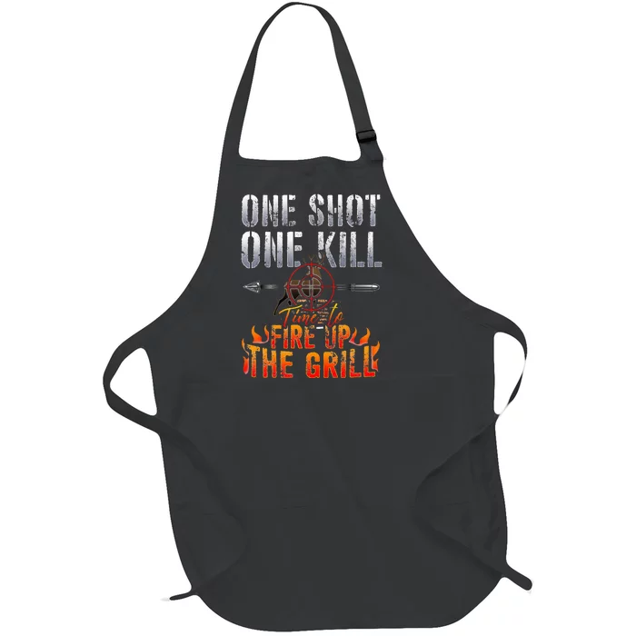 One Shot One Kill Fire Grill Deer Hunting Full-Length Apron With Pocket