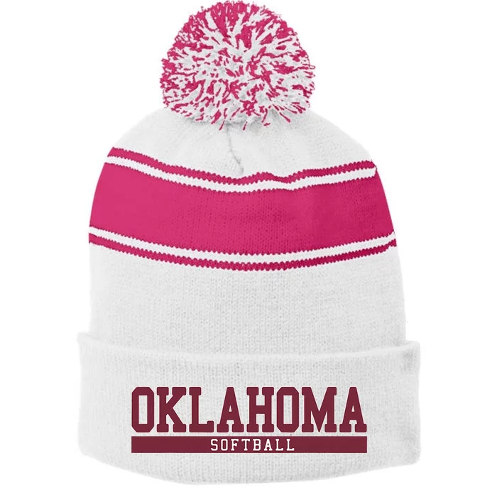 Oklahoma Softball Stripe Pom Pom Beanie