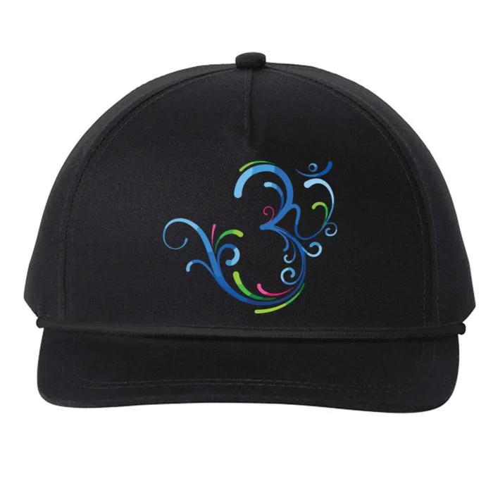 Om Shanti Peace Aum Dharma Yoga Hindu Buddhism Flower Snapback Five-Panel Rope Hat