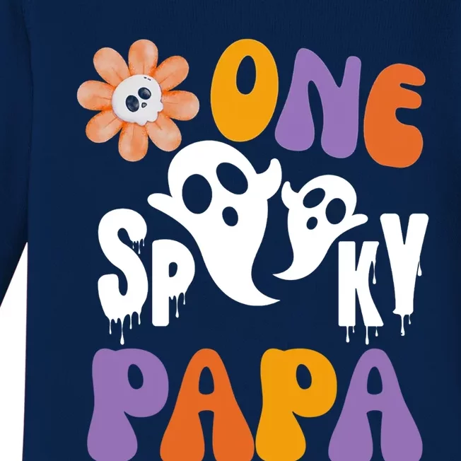 One Spooky Papa Of The Birthday Halloween 1St Daddy Gift Baby Long Sleeve Bodysuit