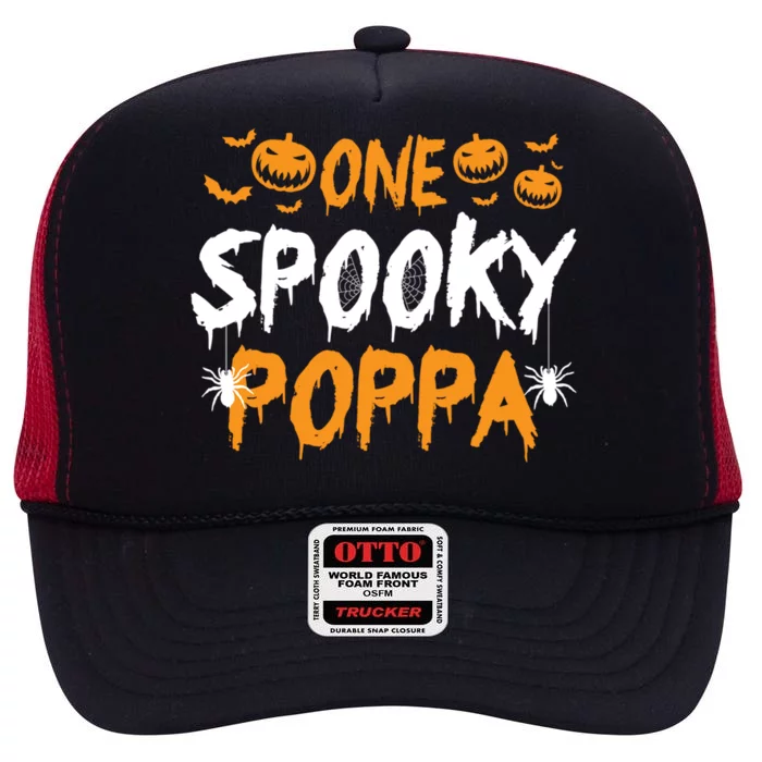 One Spooky Poppa Father Matching Family Halloween Great Gift High Crown Mesh Trucker Hat