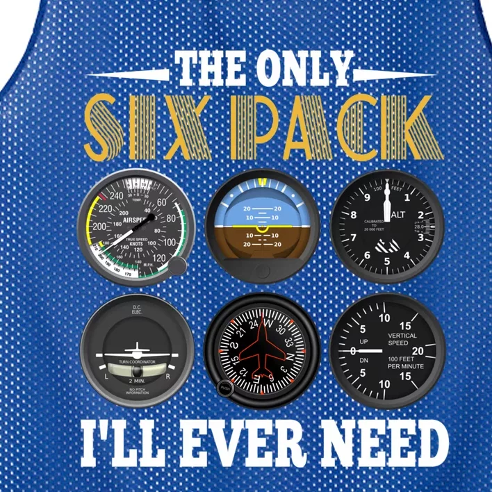 Only Six Pack Funny Pilot Airplane Flight Gift Mesh Reversible Basketball Jersey Tank