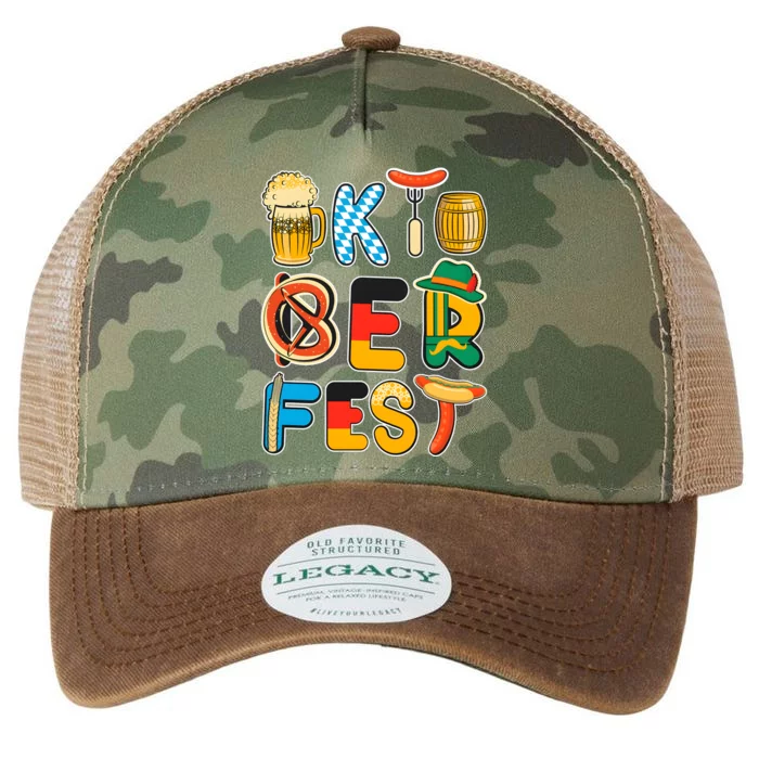 Oktoberfest Sausage Pretzel Beer Vintage Retro Legacy Tie Dye Trucker Hat