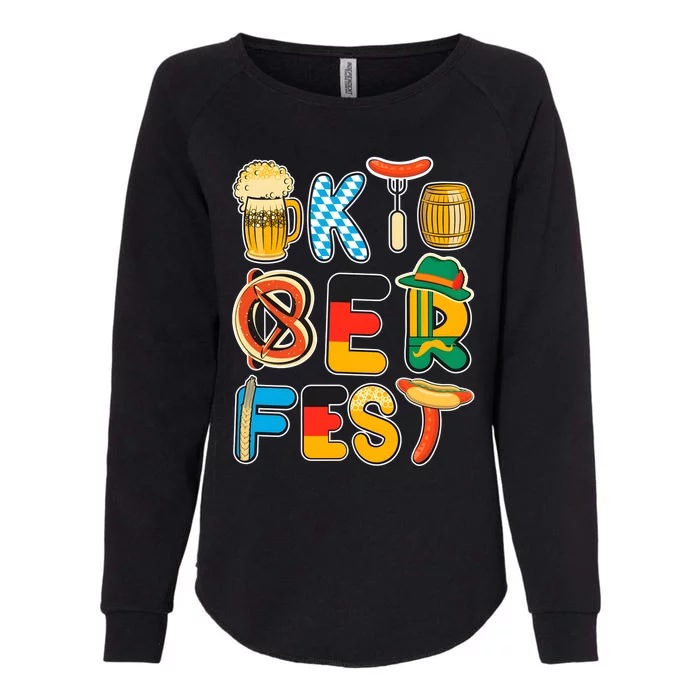 Oktoberfest Sausage Pretzel Beer Vintage Retro Womens California Wash Sweatshirt