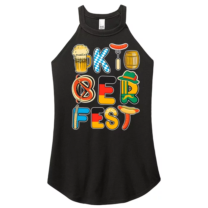 Oktoberfest Sausage Pretzel Beer Vintage Retro Women’s Perfect Tri Rocker Tank