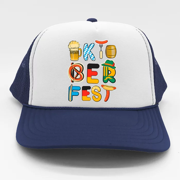 Oktoberfest Sausage Pretzel Beer Vintage Retro Trucker Hat