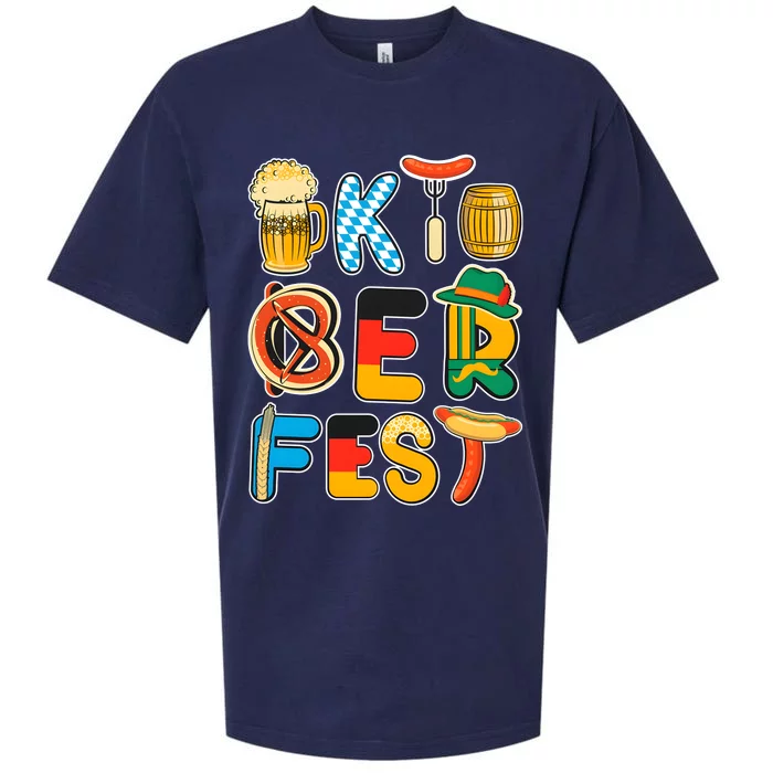 Oktoberfest Sausage Pretzel Beer Vintage Retro Sueded Cloud Jersey T-Shirt